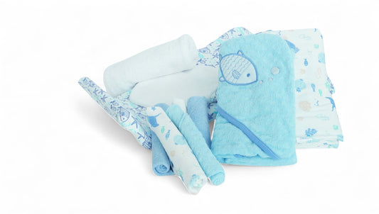 Kit azul esencial – Baño y cuidado para recién nacido